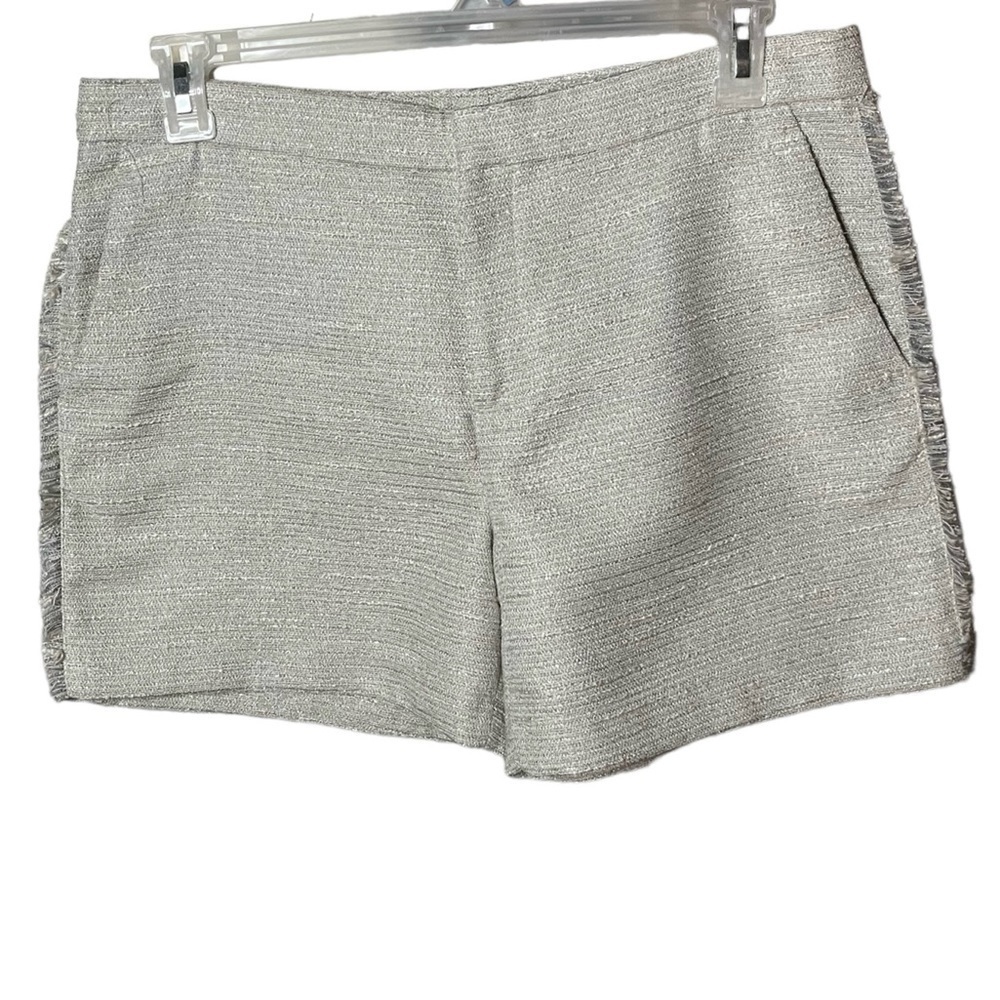 NWOT Banana Republic Women’s Ryan Tweed Fringe Trim Weaved Silver Tinsel Thread